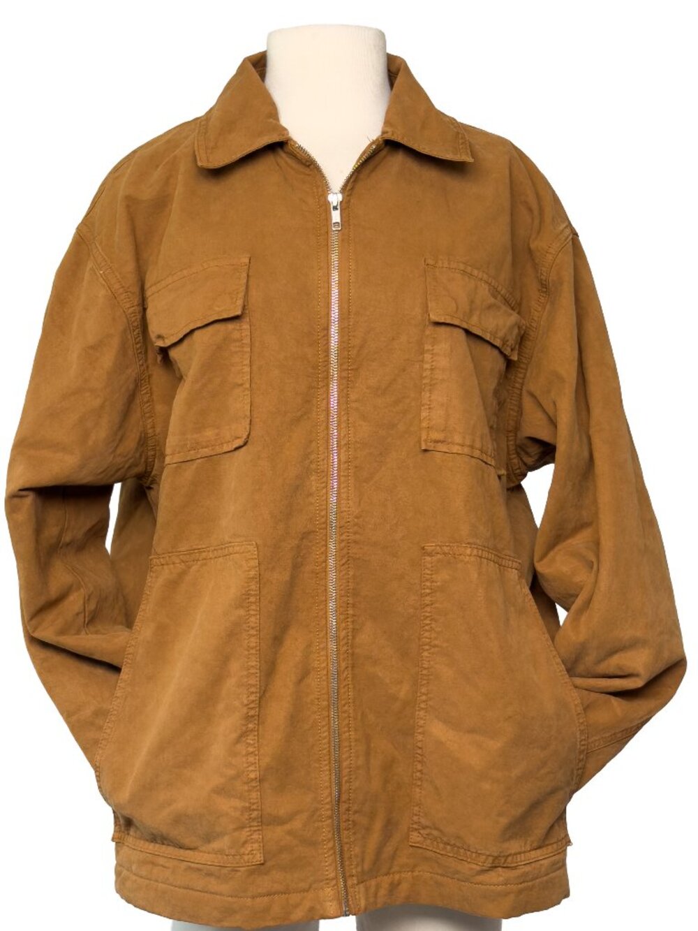 Good American Utility Jacket in Caramel Brown